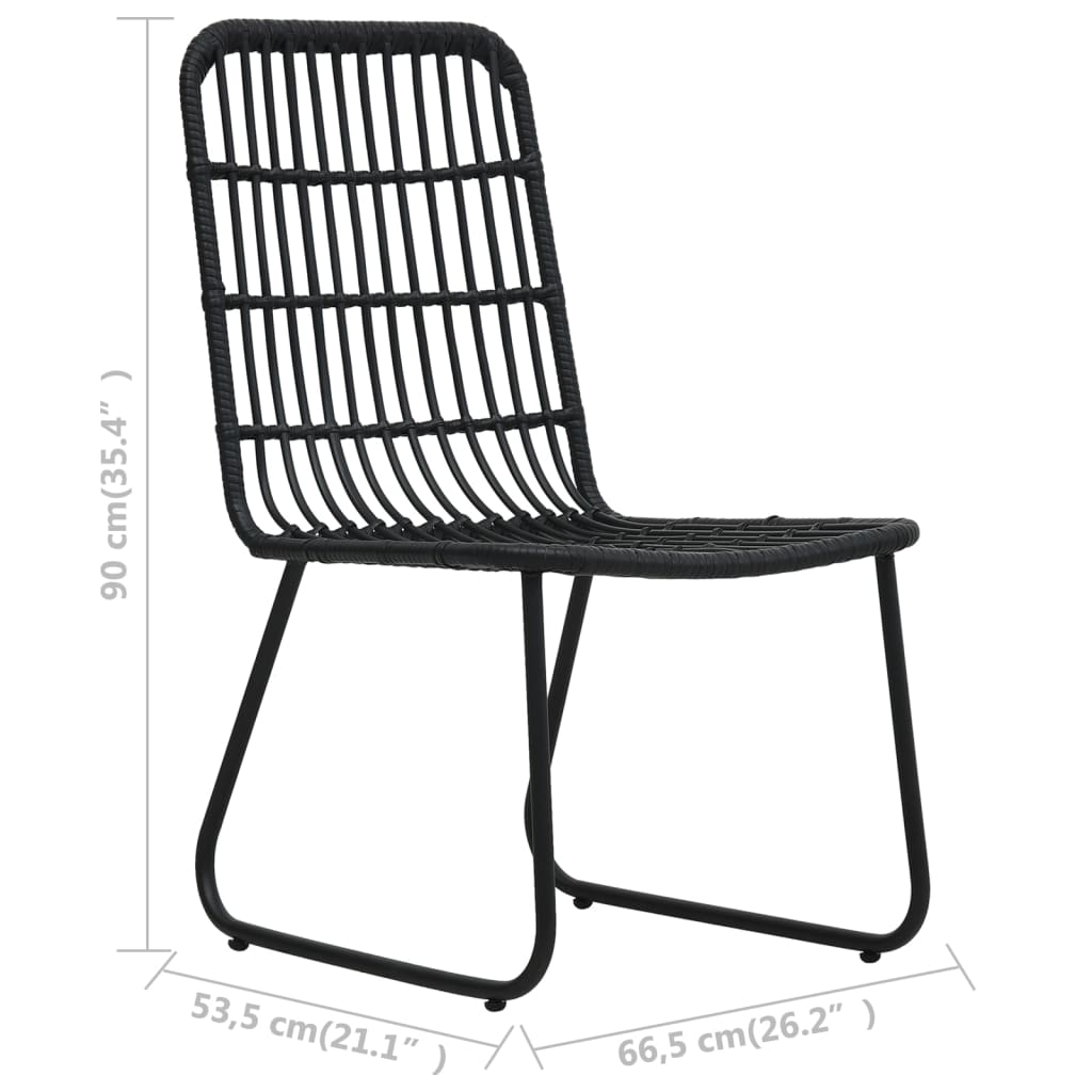 -Delige Bistroset Poly Rattan Zwart