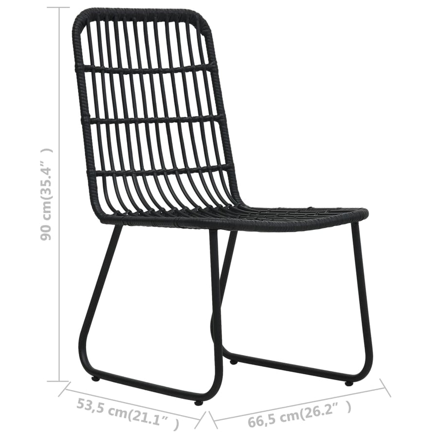 -Delige Bistroset Poly Rattan Zwart