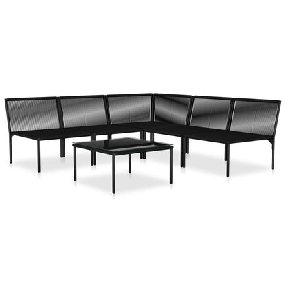 6-Delige Loungeset Met Kussens Pvc Zwart hoek + 4x midden + Tafel