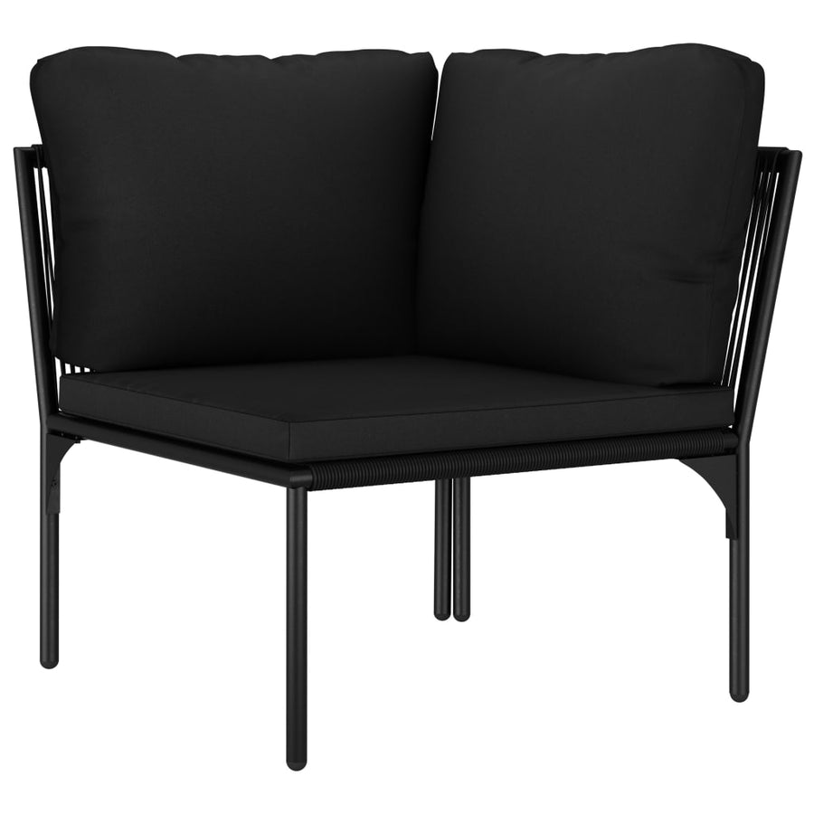 6-Delige Loungeset Met Kussens Pvc Zwart hoek + 4x midden + Tafel