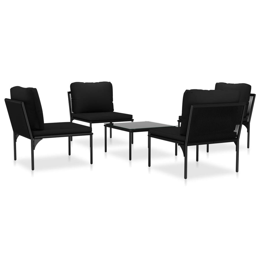 5-Delige Loungeset Met Kussens Pvc Zwart 4x midden + Tafel