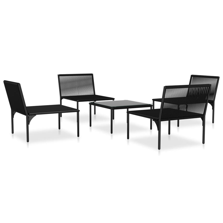 5-Delige Loungeset Met Kussens Pvc Zwart 4x midden + Tafel