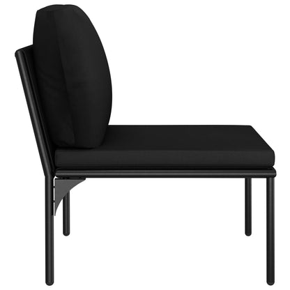 6-Delige Loungeset Met Kussens Pvc Zwart 2x hoek + 3x midden + Tafel