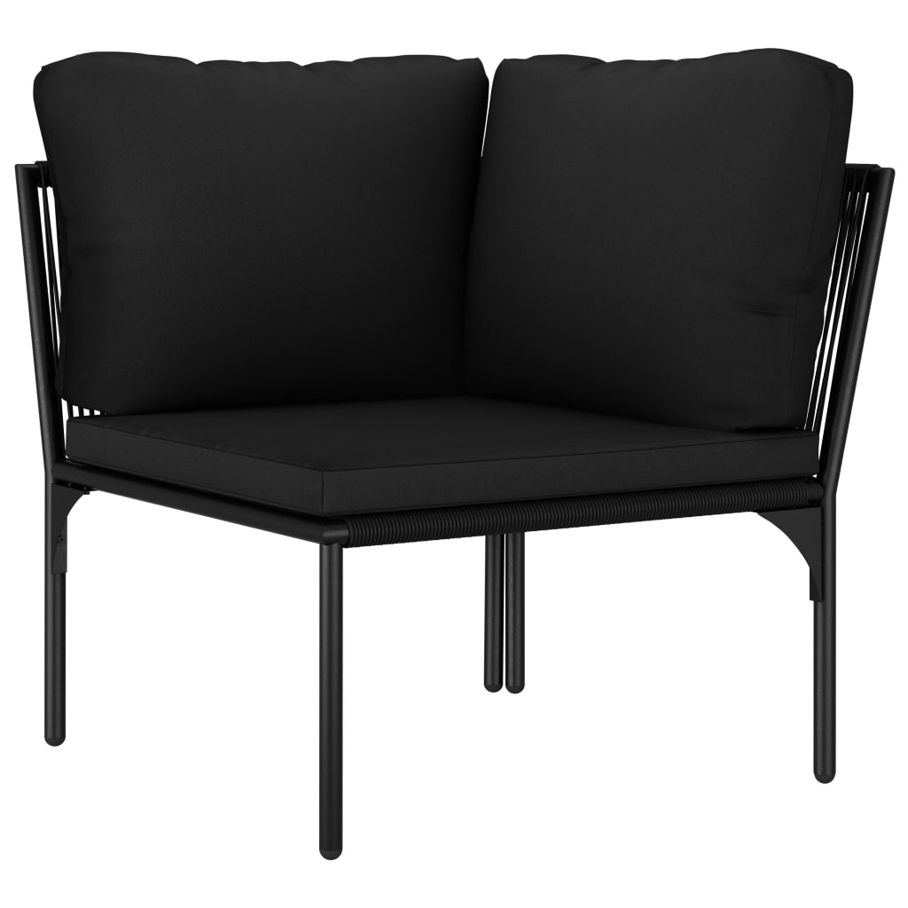 6-Delige Loungeset Met Kussens Pvc Zwart 2x hoek + 3x midden + Tafel