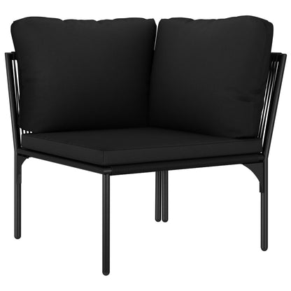 6-Delige Loungeset Met Kussens Pvc Zwart 2x hoek + 3x midden + Tafel