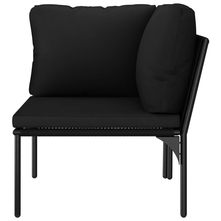 6-Delige Loungeset Met Kussens Pvc Zwart 2x hoek + 3x midden + Tafel