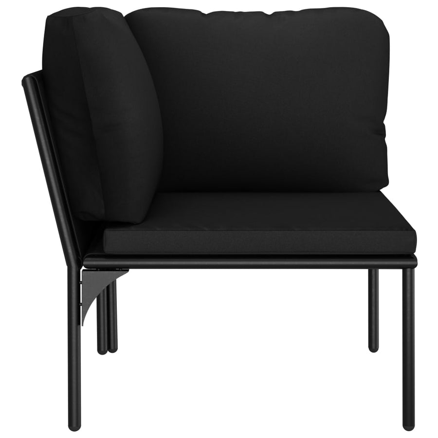 6-Delige Loungeset Met Kussens Pvc Zwart 2x hoek + 3x midden + Tafel