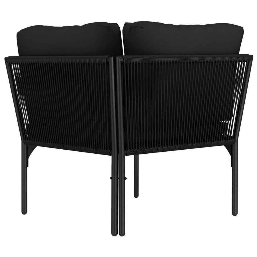 6-Delige Loungeset Met Kussens Pvc Zwart 2x hoek + 3x midden + Tafel