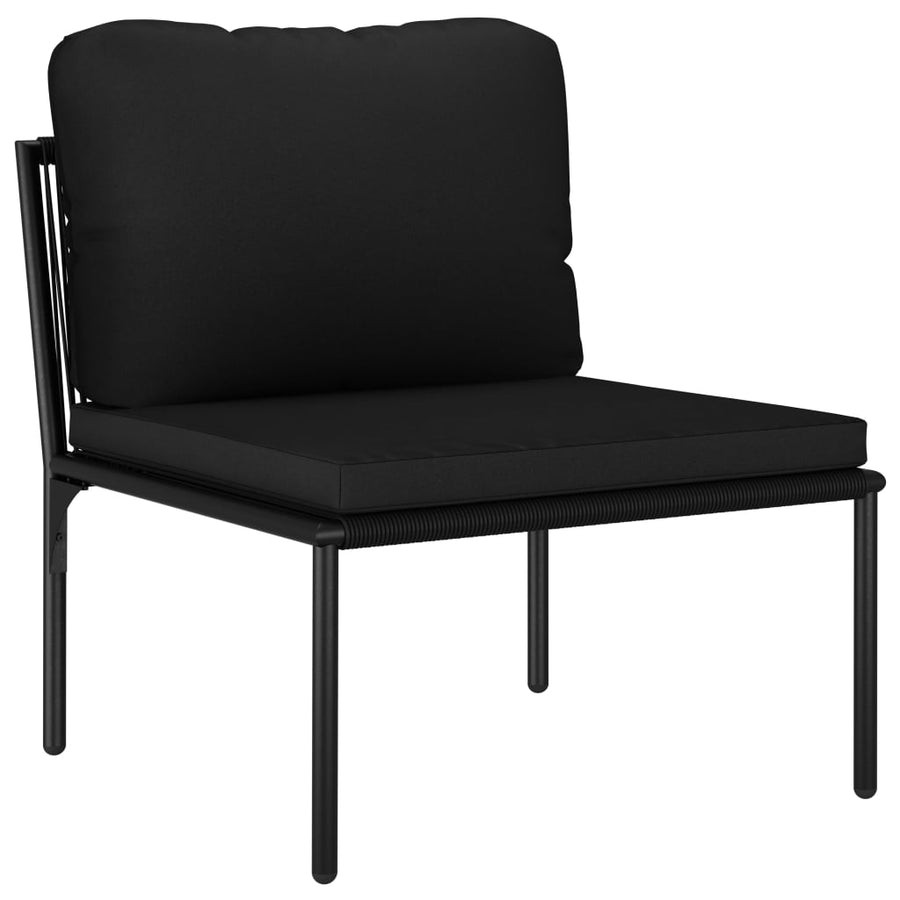 6-Delige Loungeset Met Kussens Pvc Zwart 2x hoek + 3x midden + Tafel