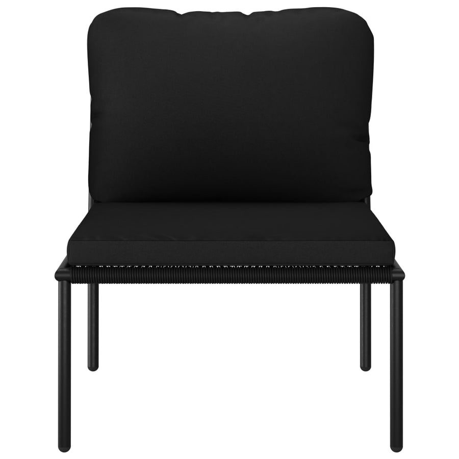 6-Delige Loungeset Met Kussens Pvc Zwart 2x hoek + 3x midden + Tafel
