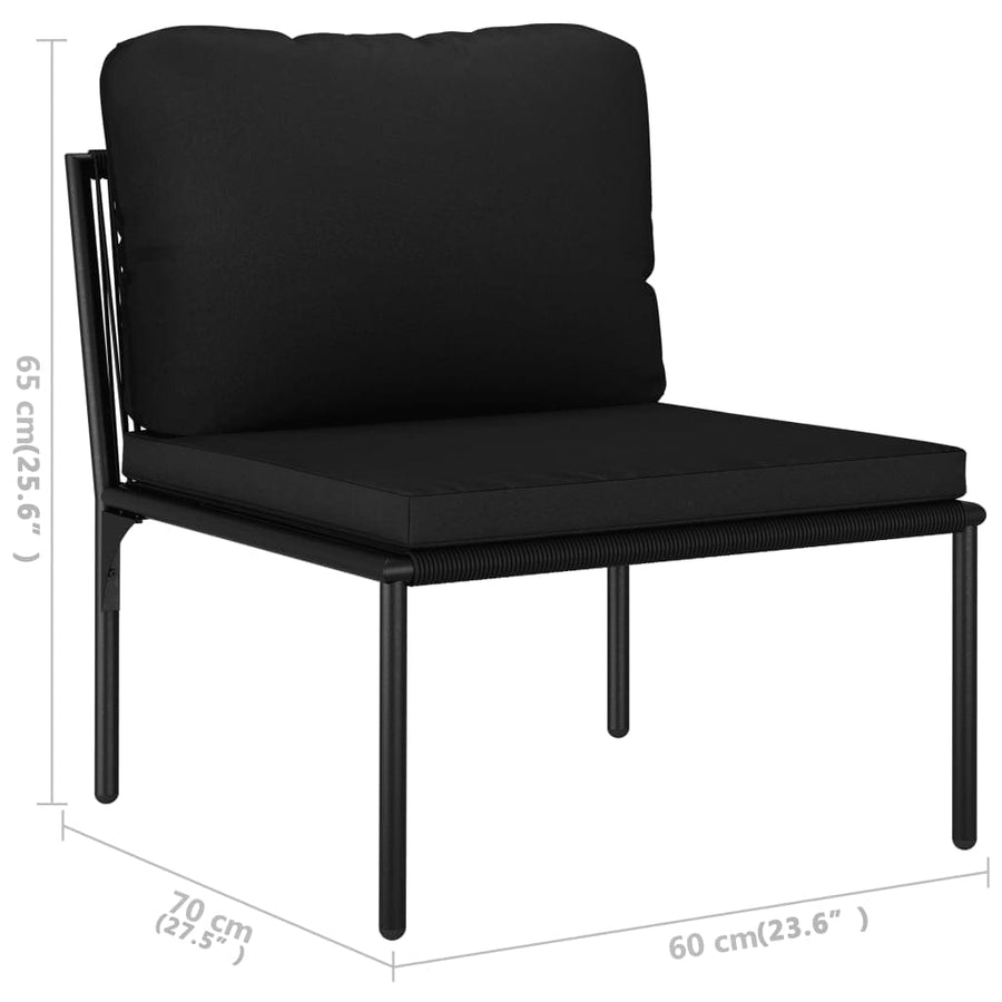 3-Delige Loungeset Met Kussens Pvc Zwart 2x midden + voetensteun