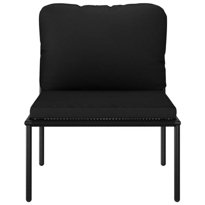 3-Delige Loungeset Met Kussens Pvc Zwart 2x midden + voetensteun