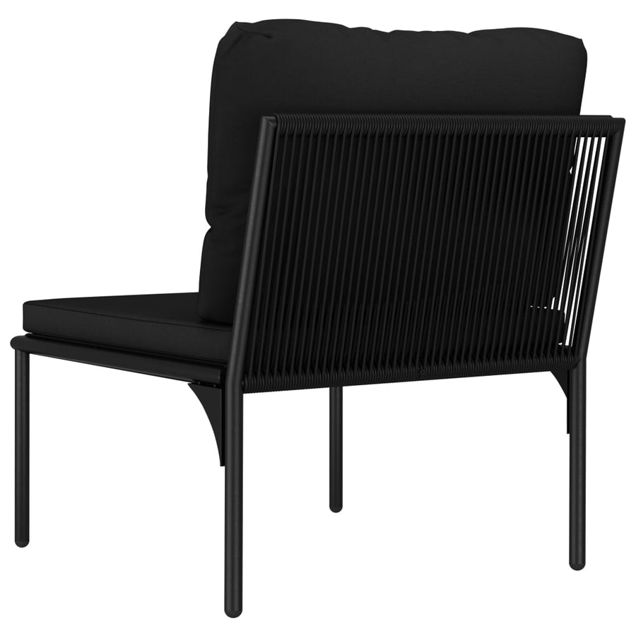 3-Delige Loungeset Met Kussens Pvc Zwart 2x midden + voetensteun