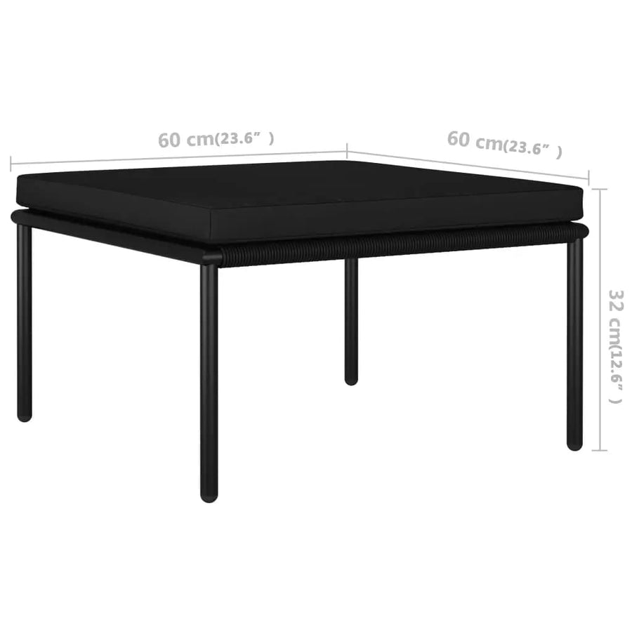 3-Delige Loungeset Met Kussens Pvc Zwart 2x midden + voetensteun