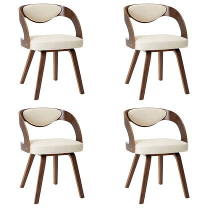 Eetkamerstoelen Gebogen Hout En Kunstleer Kleurig 4 Crème en donkerbruin