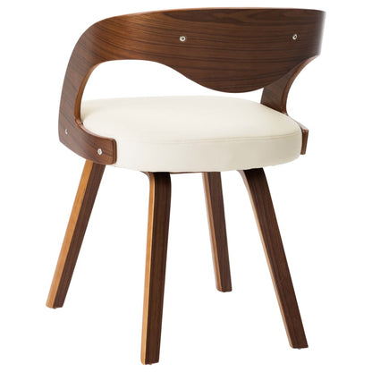 Eetkamerstoelen Gebogen Hout En Kunstleer Kleurig 4 Crème en donkerbruin