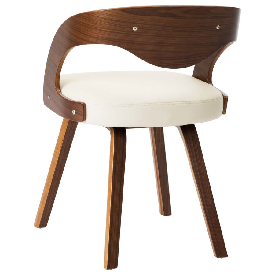 Eetkamerstoelen Gebogen Hout En Kunstleer Kleurig 4 Crème en donkerbruin