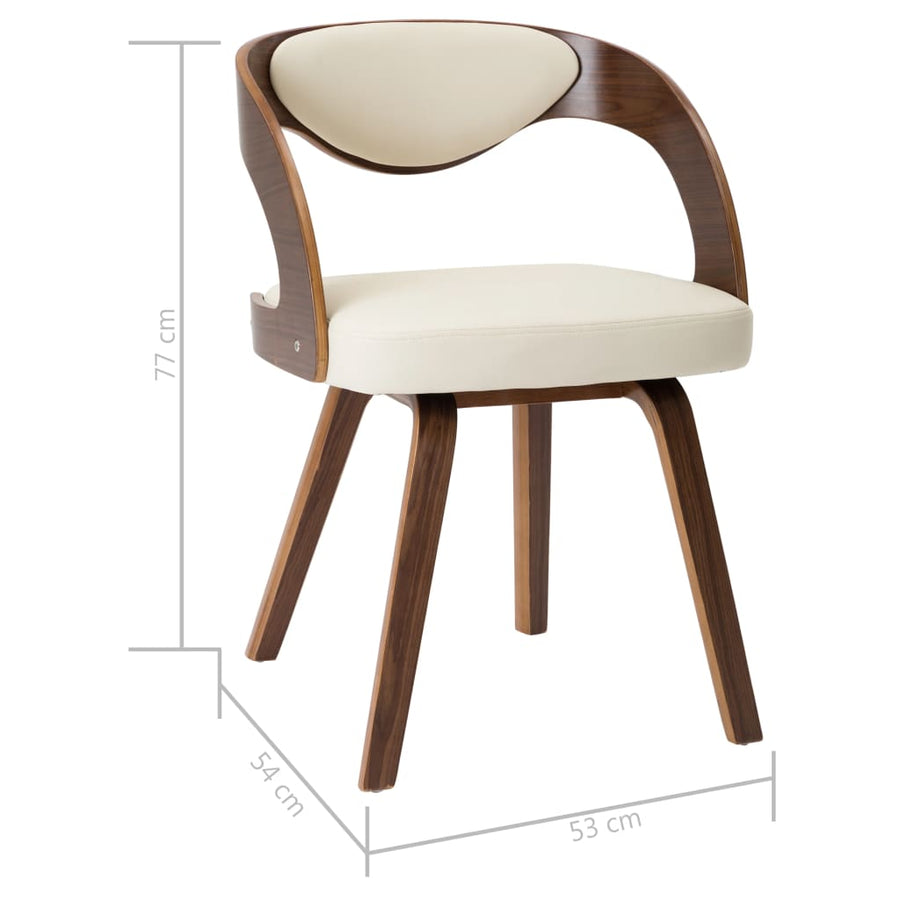 Eetkamerstoelen Gebogen Hout En Kunstleer Kleurig 4 Crème en donkerbruin