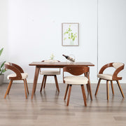 Eetkamerstoelen 4 st gebogen hout kunstleer crème