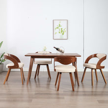 Eetkamerstoelen Gebogen Hout En Kunstleer Kleurig 4 Crème en donkerbruin