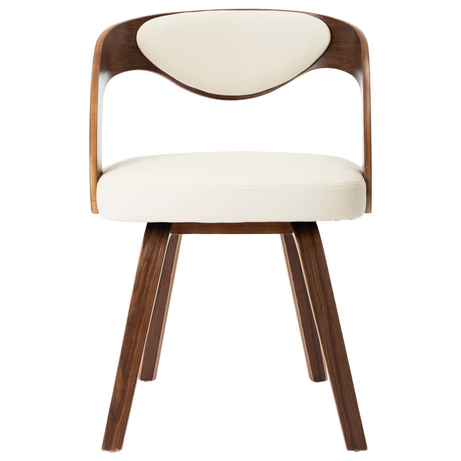 Eetkamerstoelen Gebogen Hout En Kunstleer 6 Crème en donkerbruin