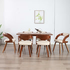 Dining chairs 6 pcs bent wood and cream faux leather