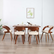 Eetkamerstoelen 6 st gebogen hout kunstleer crème