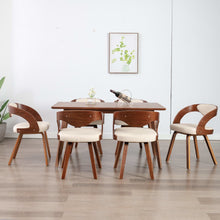 Eetkamerstoelen Gebogen Hout En Kunstleer 6 Crème en donkerbruin