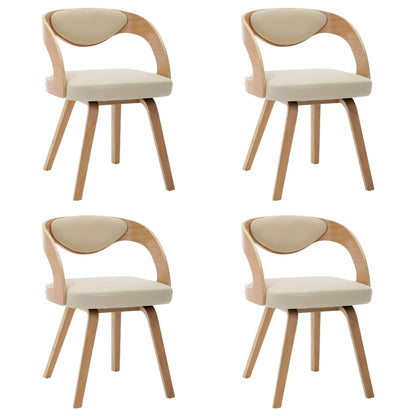 Eetkamerstoelen Gebogen Hout En Kunstleer Kleurig 4 Crème en lichtbruin