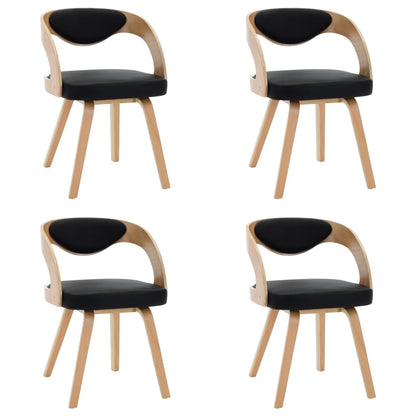 Eetkamerstoelen Gebogen Hout En Kunstleer 4 Zwart en lichtbruin