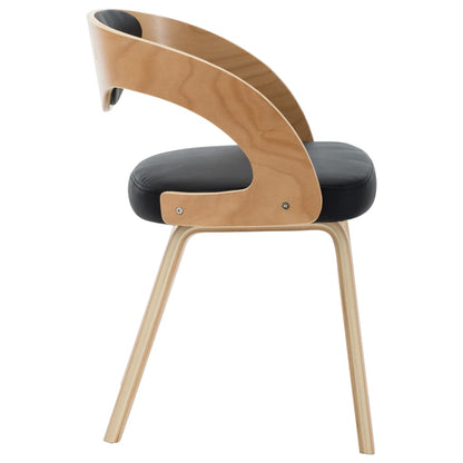 Eetkamerstoelen Gebogen Hout En Kunstleer 4 Zwart en lichtbruin
