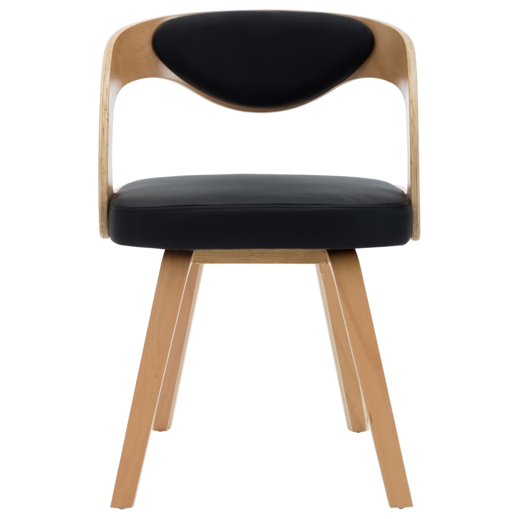 Eetkamerstoelen Gebogen Hout En Kunstleer 4 Zwart en lichtbruin