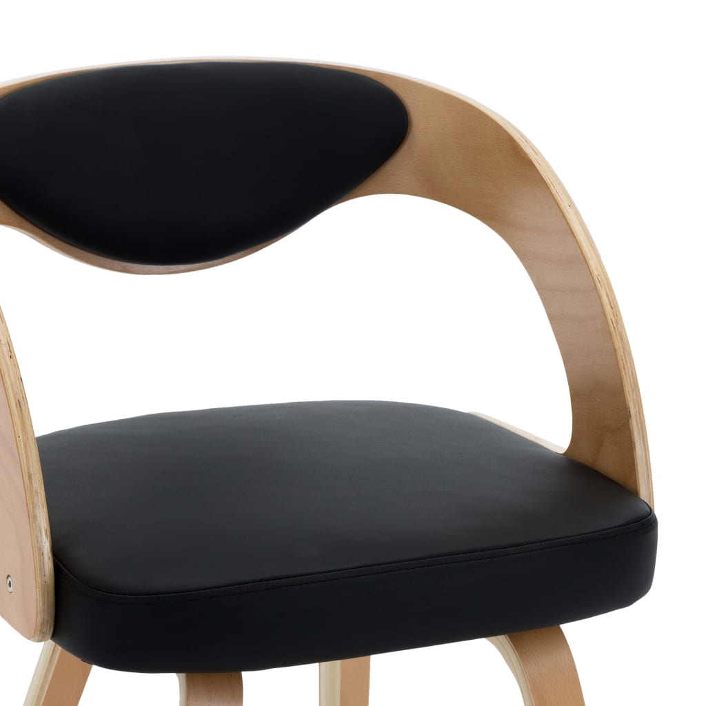 Eetkamerstoelen Gebogen Hout En Kunstleer 4 Zwart en lichtbruin