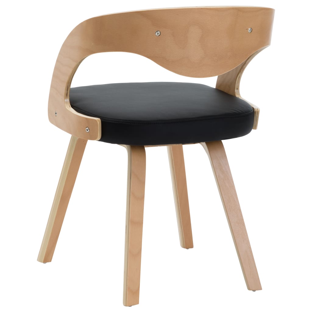 Eetkamerstoelen Gebogen Hout En Kunstleer 4 Zwart en lichtbruin