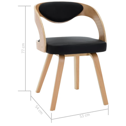 Eetkamerstoelen Gebogen Hout En Kunstleer 4 Zwart en lichtbruin