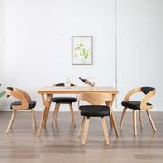 Eetkamerstoelen 4 stuks gebogen hout kunstleer zwart