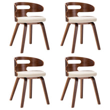 Eetkamerstoelen Gebogen Hout En Kunstleer Kleurig 4 Crème en donkerbruin