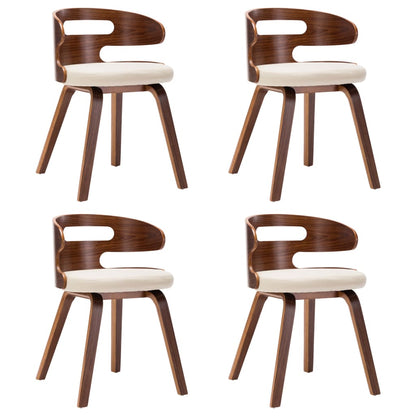 Eetkamerstoelen Gebogen Hout En Kunstleer Kleurig 4 Crème en donkerbruin