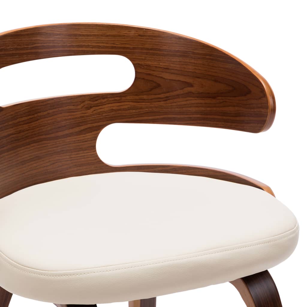 Eetkamerstoelen Gebogen Hout En Kunstleer Kleurig 4 Crème en donkerbruin