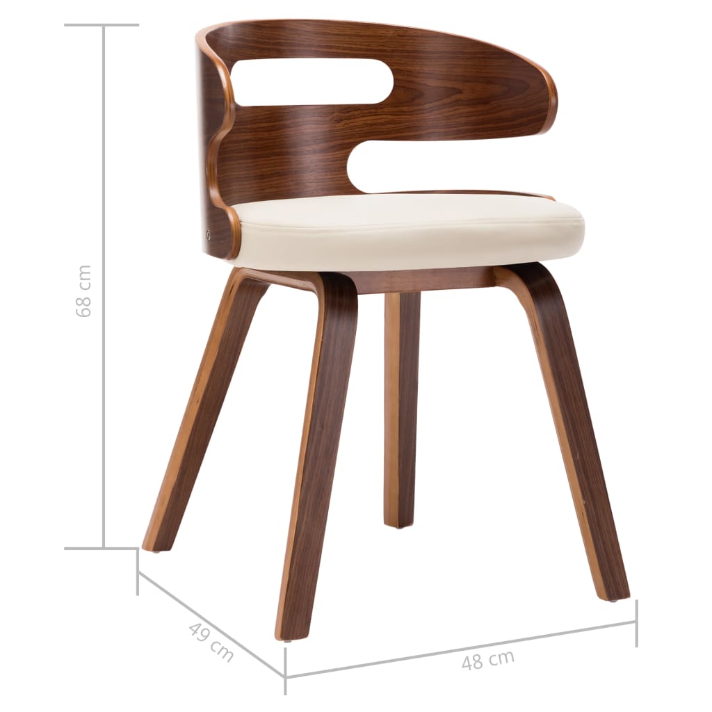 Eetkamerstoelen Gebogen Hout En Kunstleer Kleurig 4 Crème en donkerbruin
