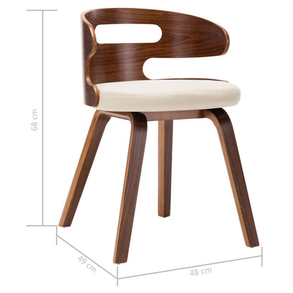 Eetkamerstoelen Gebogen Hout En Kunstleer Kleurig 4 Crème en donkerbruin