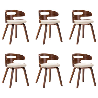 Eetkamerstoelen Gebogen Hout En Kunstleer 6 Crème en donkerbruin