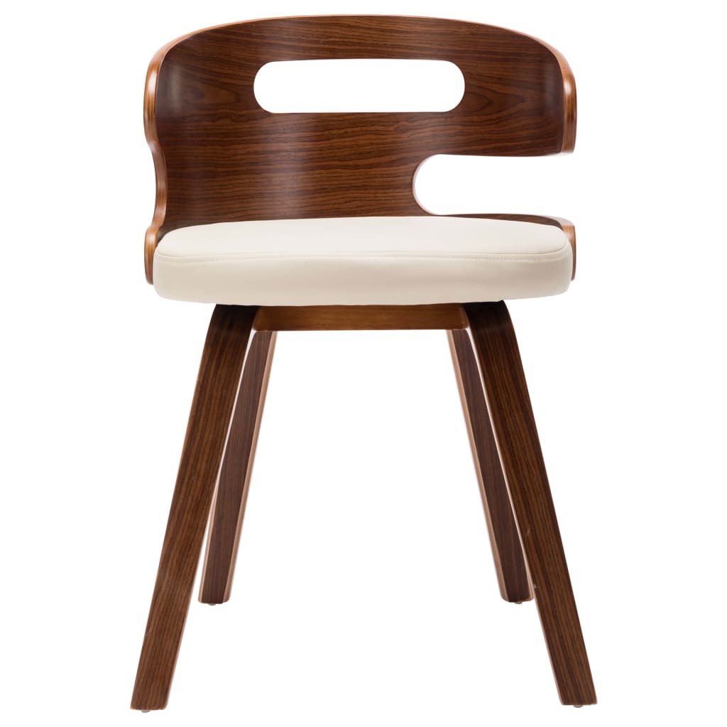 Eetkamerstoelen Gebogen Hout En Kunstleer 6 Crème en donkerbruin