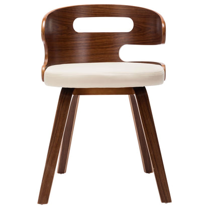 Eetkamerstoelen Gebogen Hout En Kunstleer 6 Crème en donkerbruin