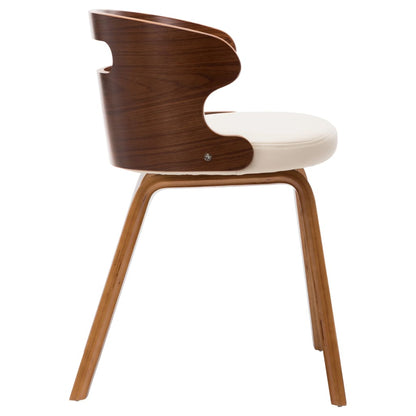 Eetkamerstoelen Gebogen Hout En Kunstleer 6 Crème en donkerbruin