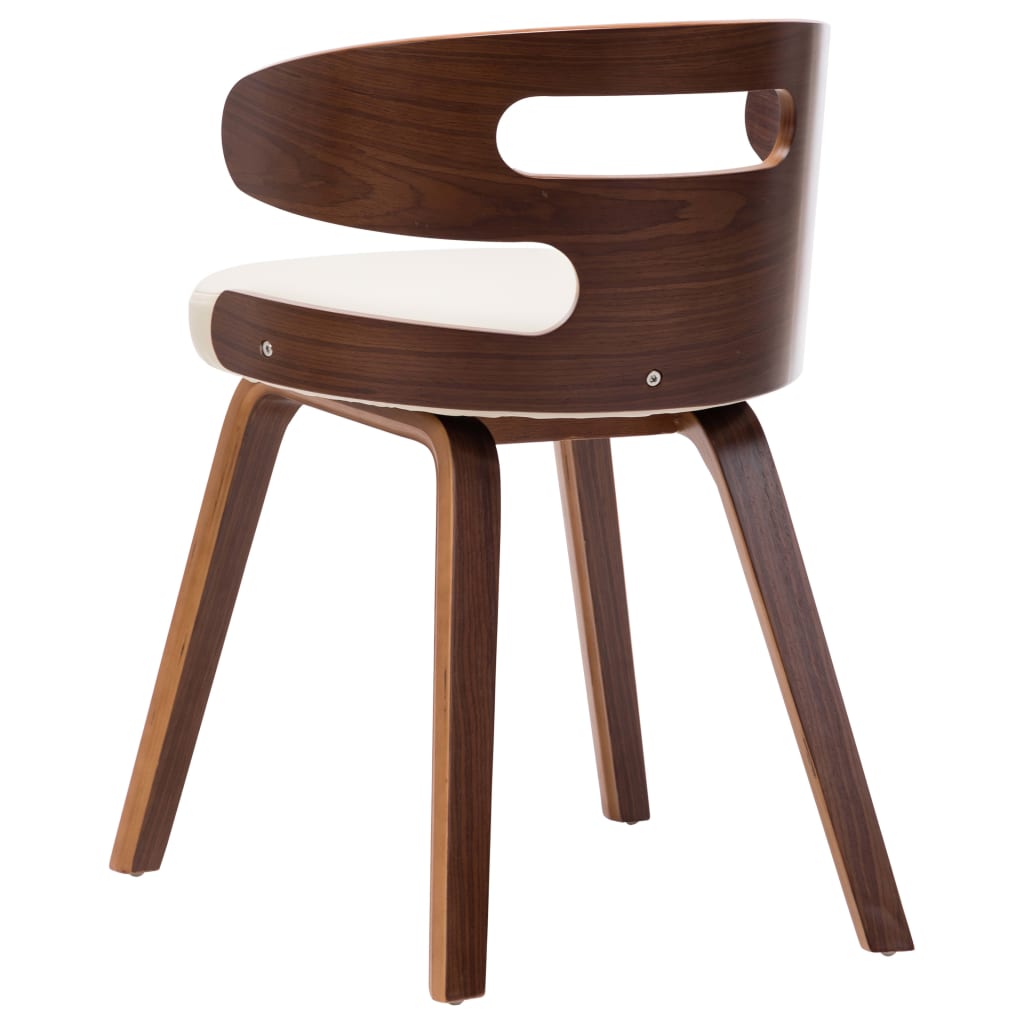 Eetkamerstoelen Gebogen Hout En Kunstleer 6 Crème en donkerbruin