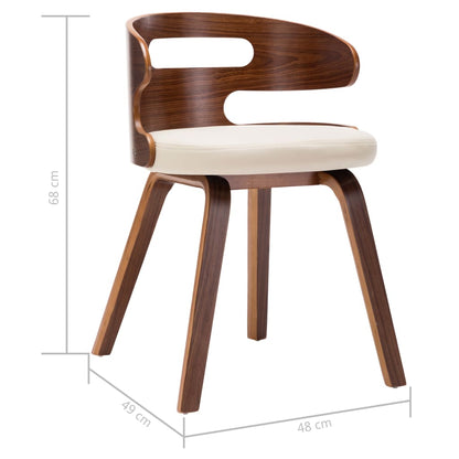 Eetkamerstoelen Gebogen Hout En Kunstleer 6 Crème en donkerbruin