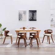 Eetkamerstoelen 6 st gebogen hout kunstleer crème