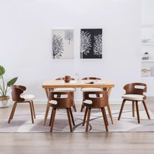 Eetkamerstoelen Gebogen Hout En Kunstleer 6 Crème en donkerbruin