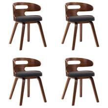 Eetkamerstoelen 4 St Gebogen Hout En Stof Donkergrijs Grijs en donkerbruin